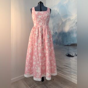 Chic Lace-Trimmed Floral Dress set in Pink #525